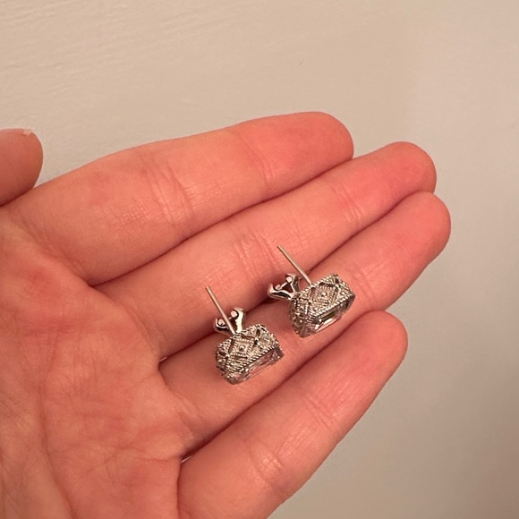 Judith Ripka Elegant Silver Stud Earrings - Picture 6 of 8